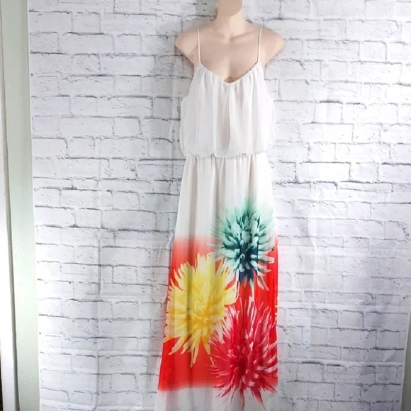 🔵BOGO FREE🔵 Bisou Bisou Maxi Dress Floral Strappy Sz 10 - Picture 1 of 6